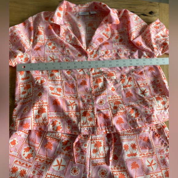 Sigrid Olsen Pink Orange Tropical Pajama Shorts Set Women’s Medium Preloved - Picture 4 of 12